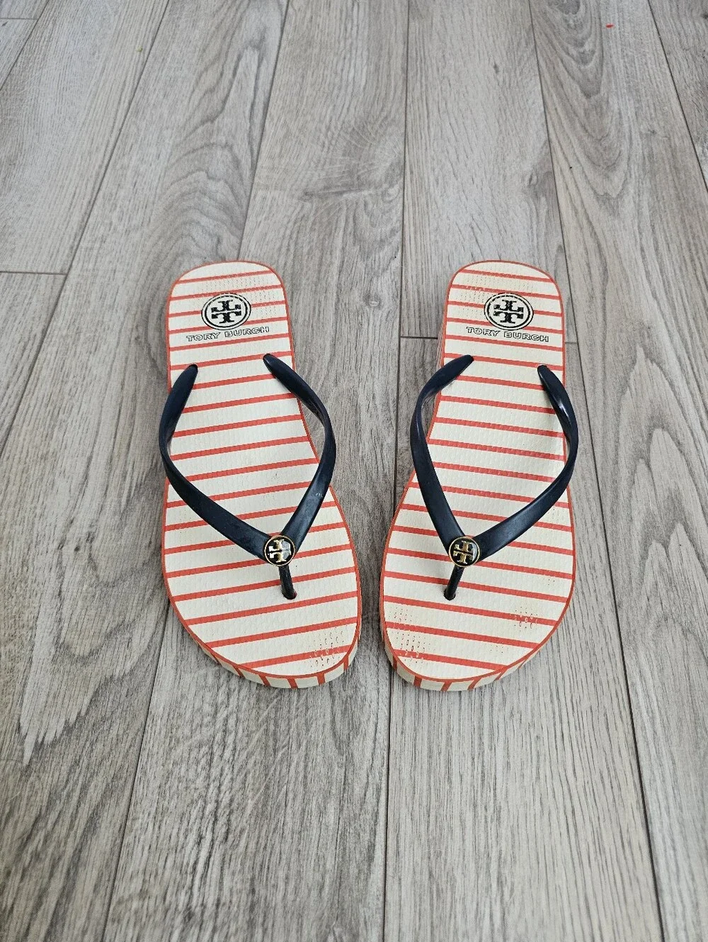 Tory Burch Striped Mini Wedge Sandals